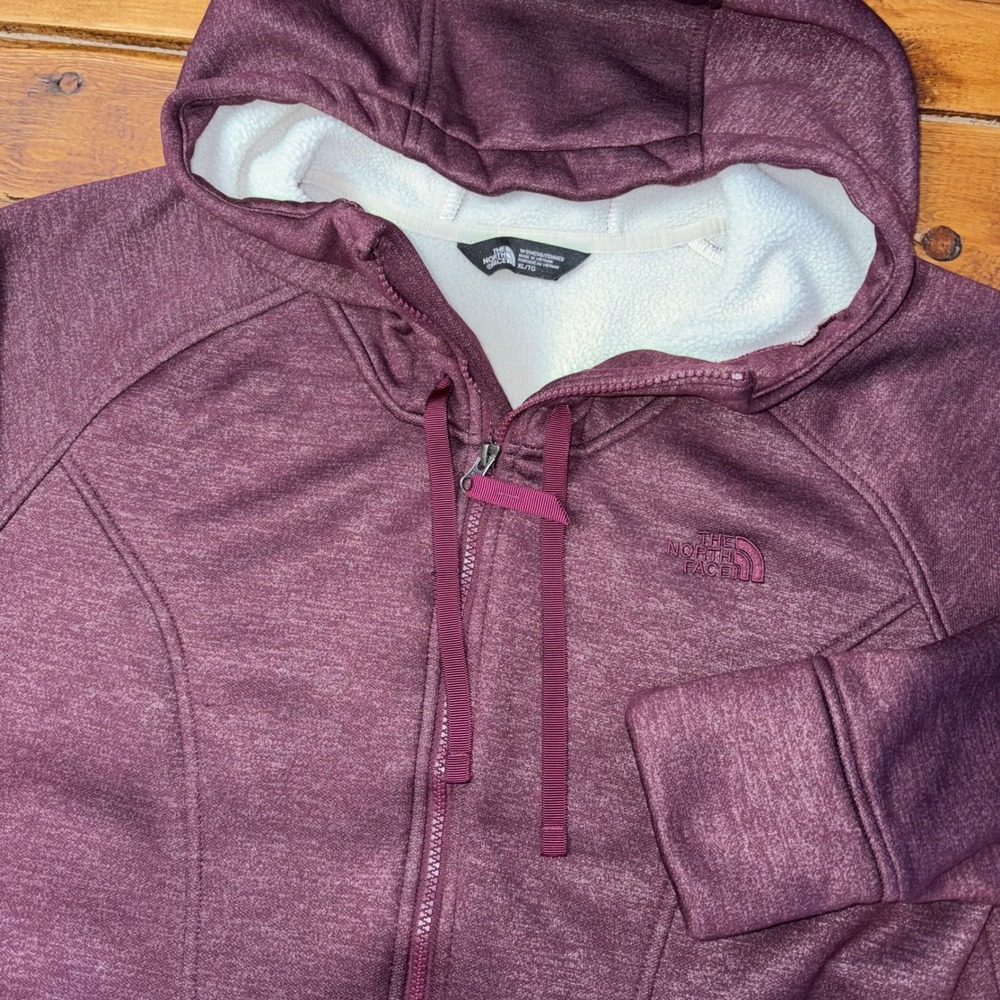 The North Face Hoodie Womens XL Purple Full Zip Sherpa Lined Hiking Camp Hooded